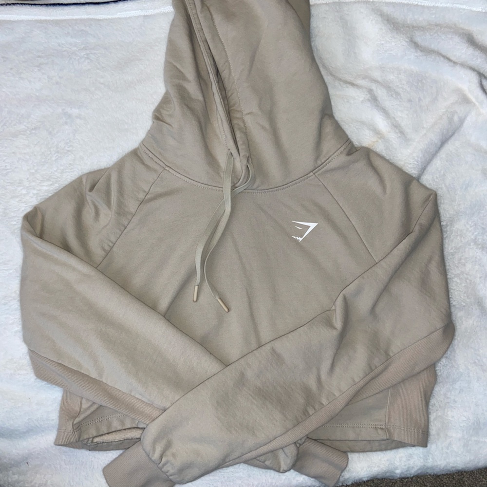Gymshark Beige Crop Top Hoodie